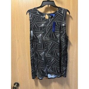 Women’s Sleeveless Top Size XL Apt. 9 Zippers On Sides Black W/ Stripes NWT